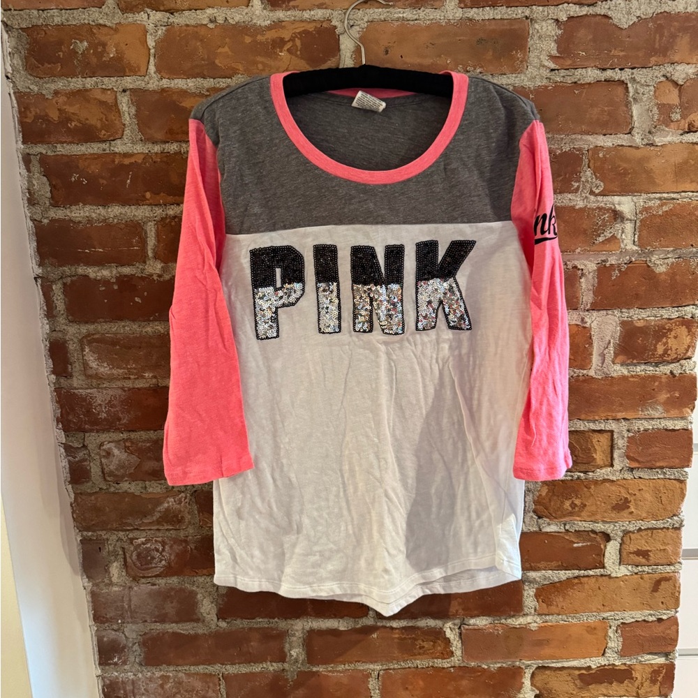 Victoria Secret Pink Color Block Bling Tshirt - image 1